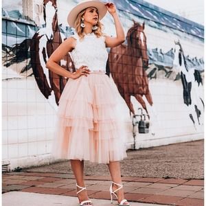 Chicwish pink midi skirt hot sale